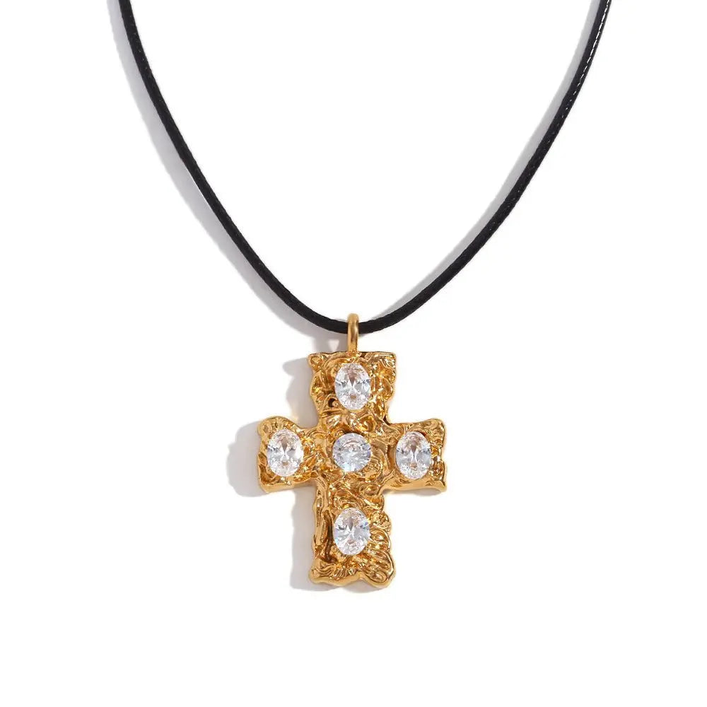 18K colorful hammered cross - Blade & Thread