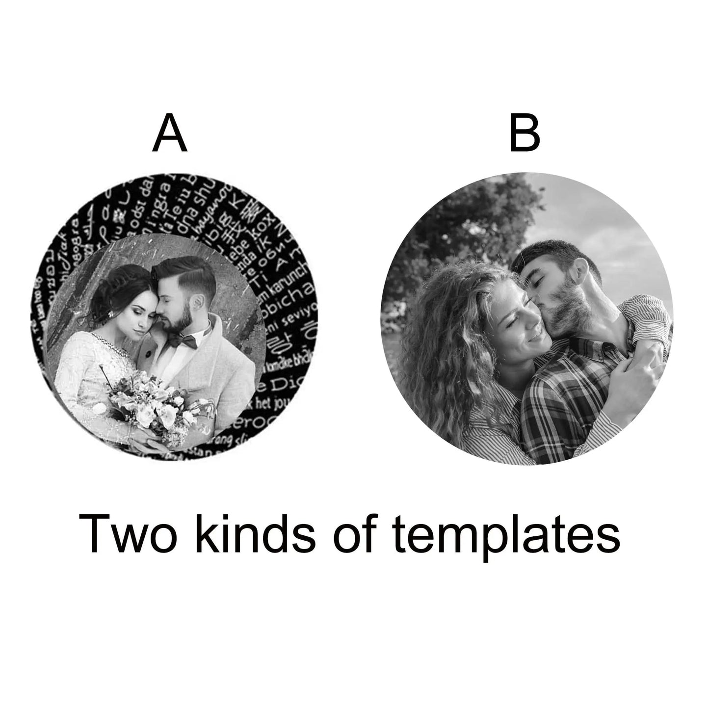 2pcs Personalized Sun Moon Couple Necklace Customized Photo Projection Pendant - Blade & Thread