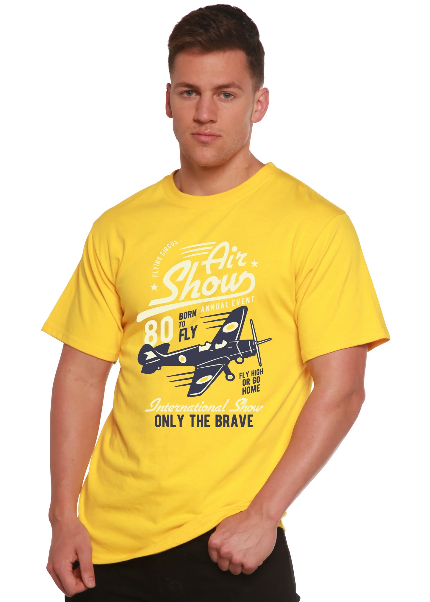 Air Show Men's Bamboo Viscose/Organic Cotton Short Sleeve Graphic T-Shirt Spun Bamboo