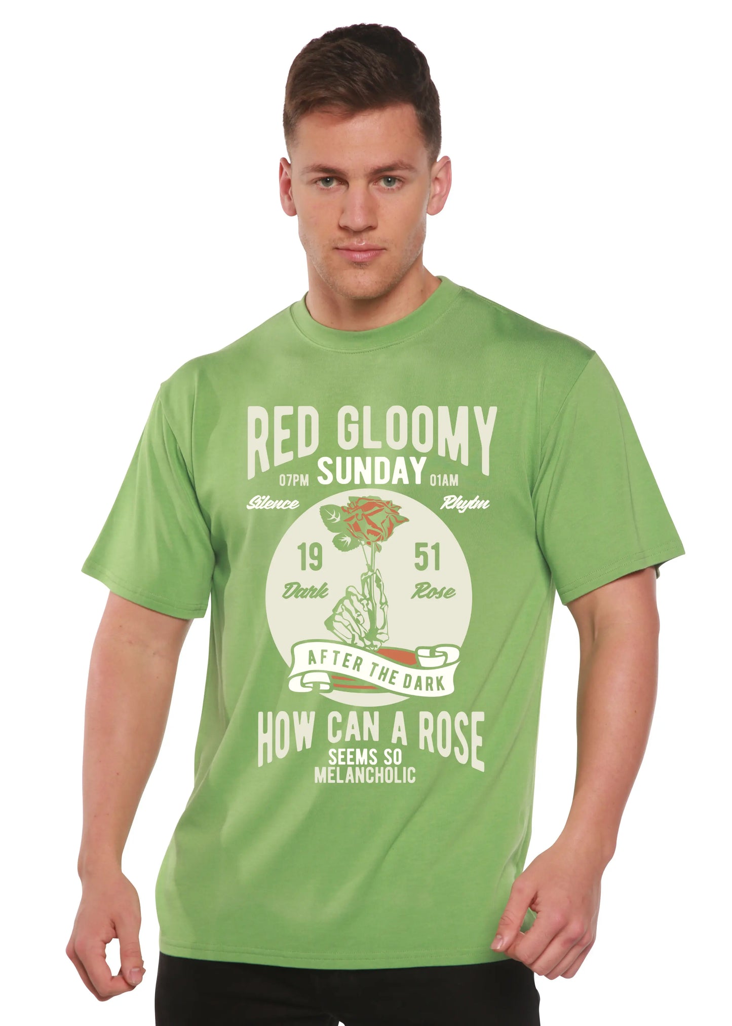 Red Gloomy Spun Bamboo® Men's Bamboo Viscose/Organic Cotton Short Sleeve Graphic T-Shirt Spun Bamboo