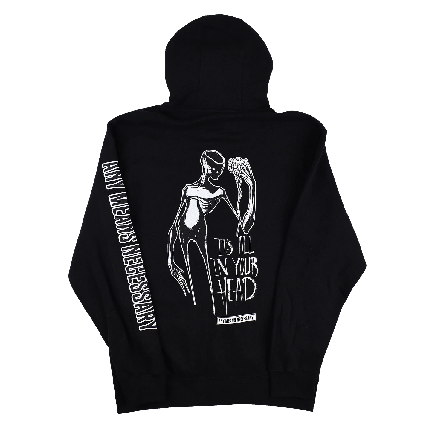 It's All In Your Head Zip Up Hoodie Black Any Means Necessary Clothing