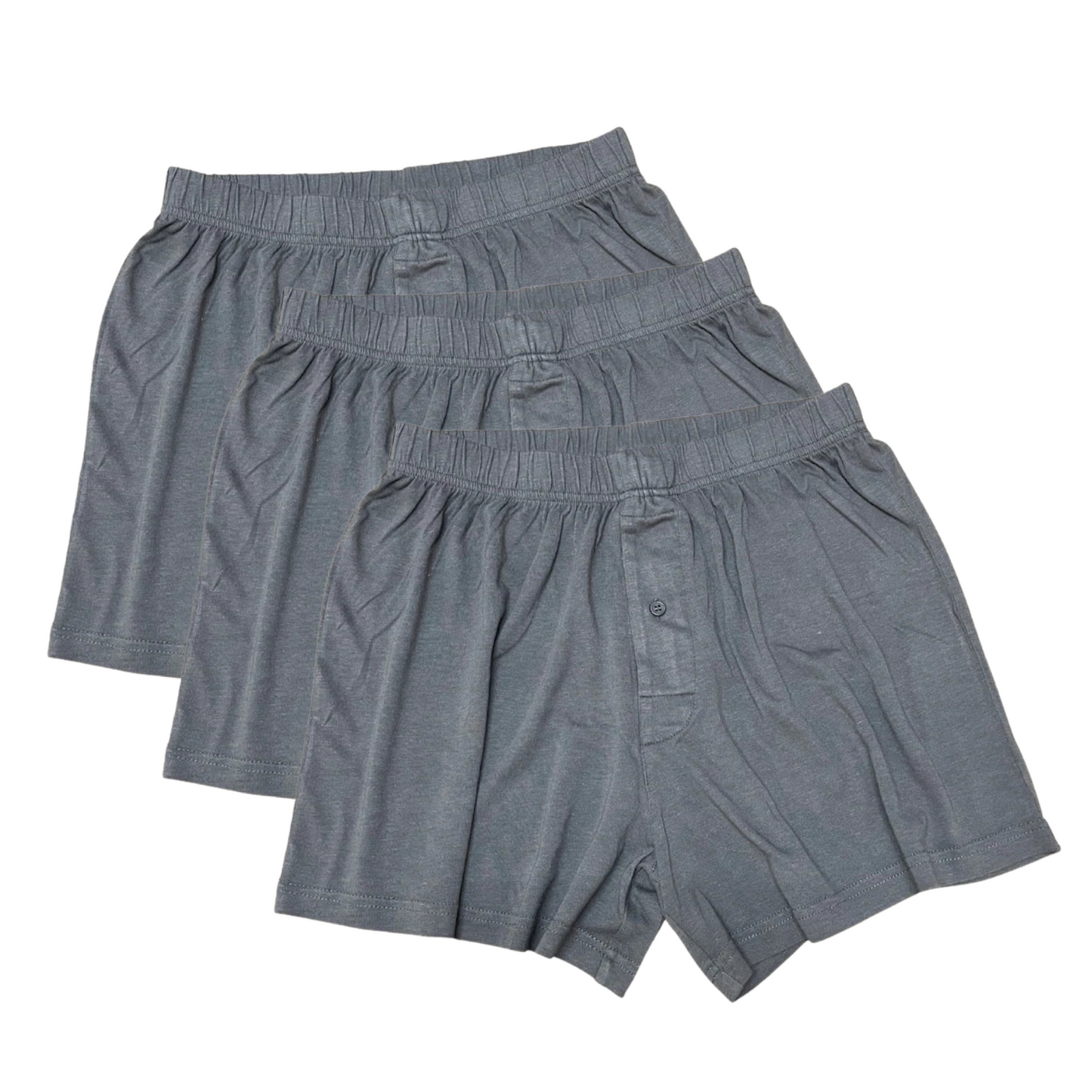 Men's Bamboo Viscose/Cotton Boxer Style Underwear Charcoal Grey Color - 3-pack Spun Bamboo