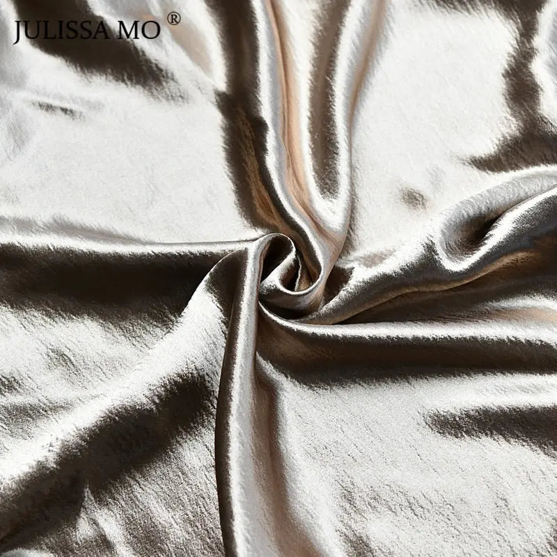 Spaghetti Strap Backless Summer Dress Women Satin Lace Up Trumpet Long Bodycon Dresses nowadaysfashion