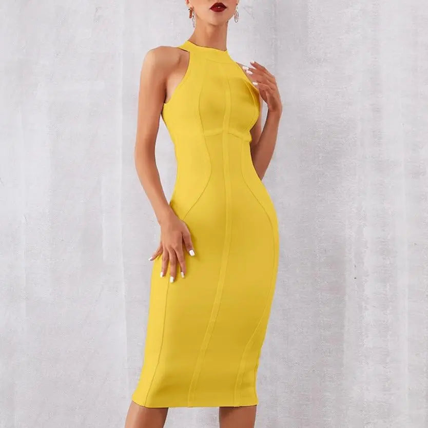 2022 New Summer White Women Bodycon Bandage Dress Elegant Tank Sexy Sleeveless Dresses nowadaysfashion