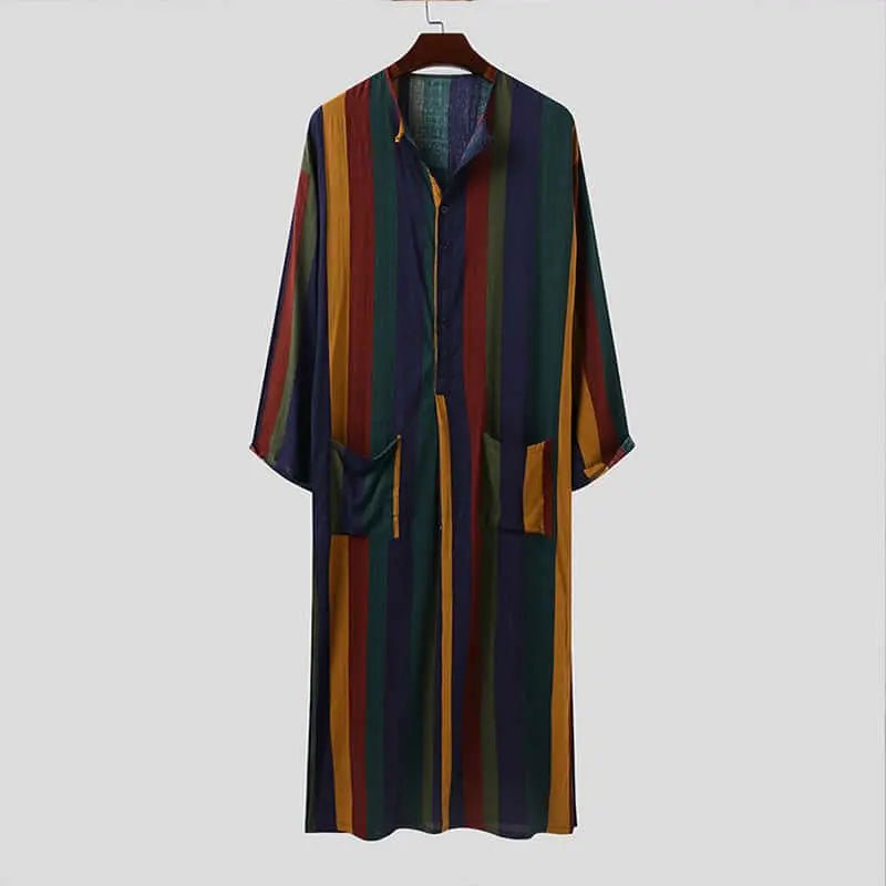 Arab Striped Printed Muslim Men's Robe - Blade & Thread