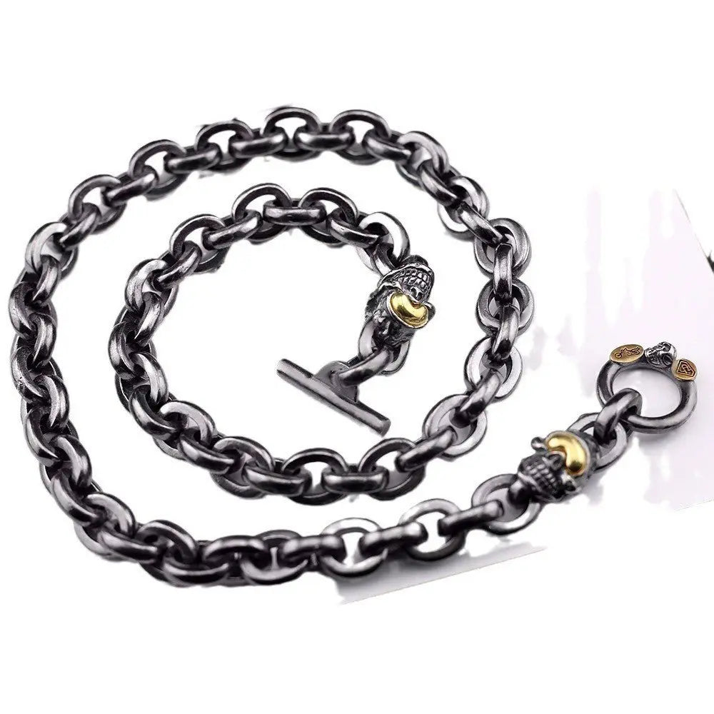 Black retro skull punk necklace - Blade & Thread