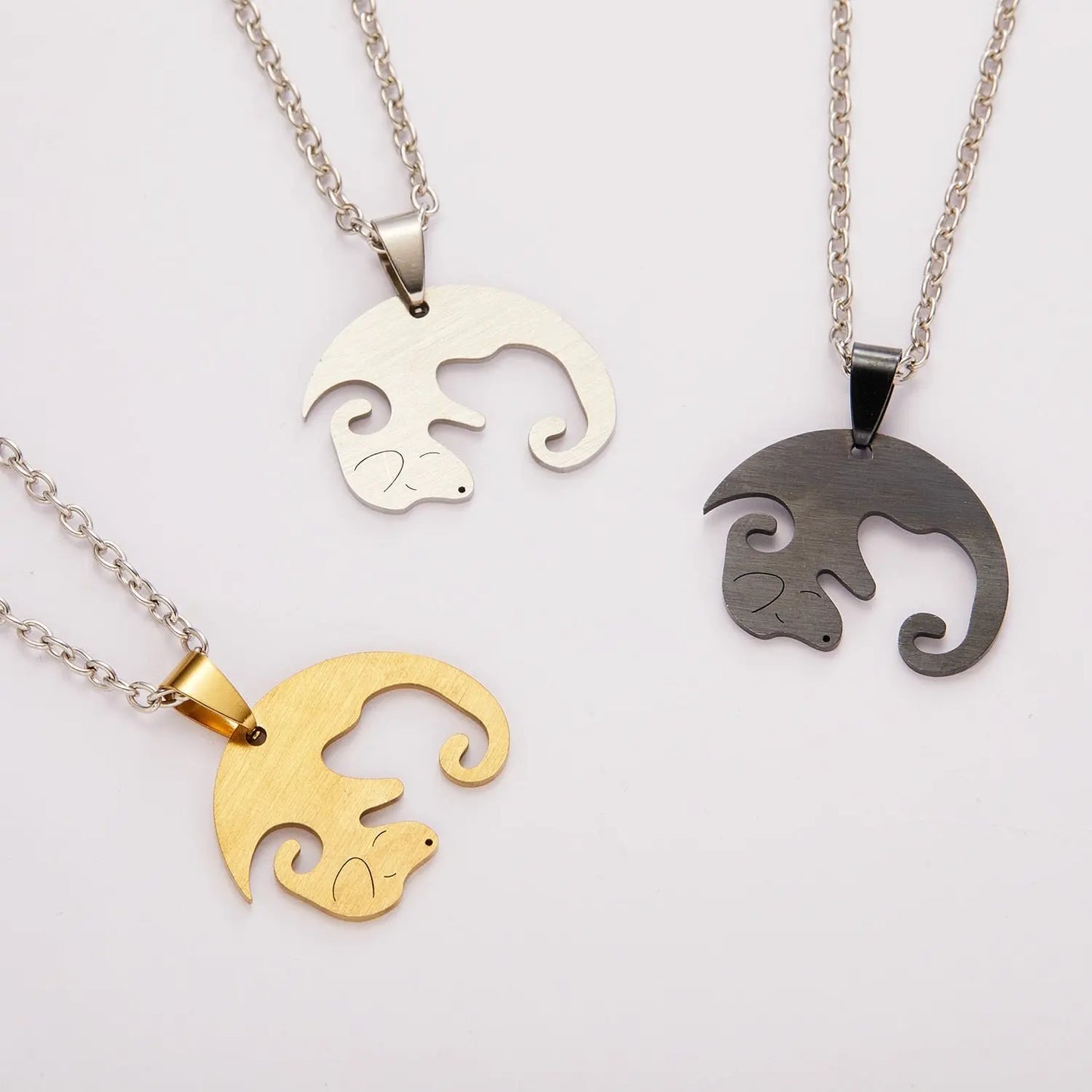 Black White Couple dog Necklace Animal Puppy Pendant Choker Necklaces Lover Valentine's Day - Blade & Thread