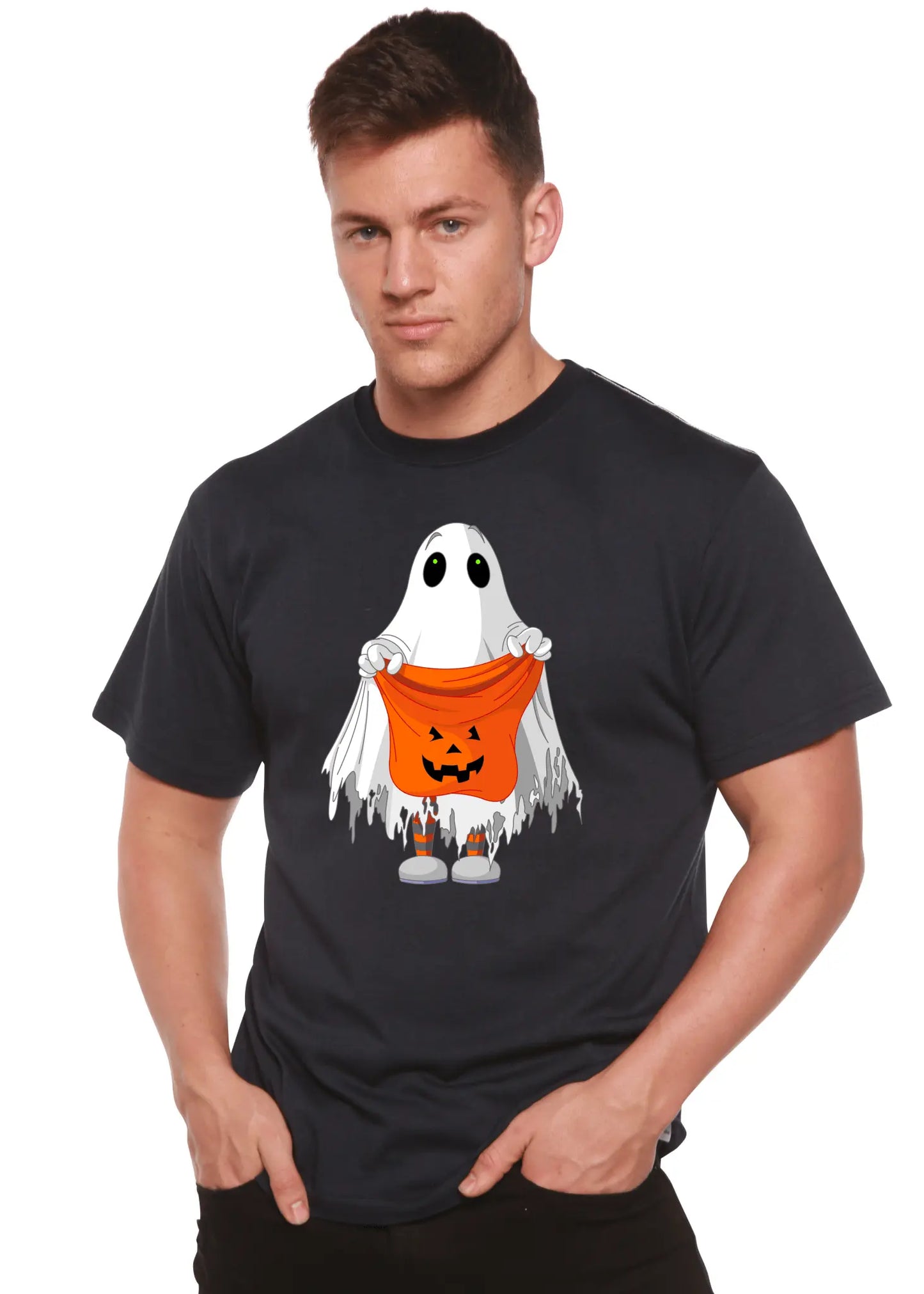 Boo Halloween Men's Bamboo Viscose/Organic Cotton Short Sleeve Graphic T-Shirt - Blade & Thread