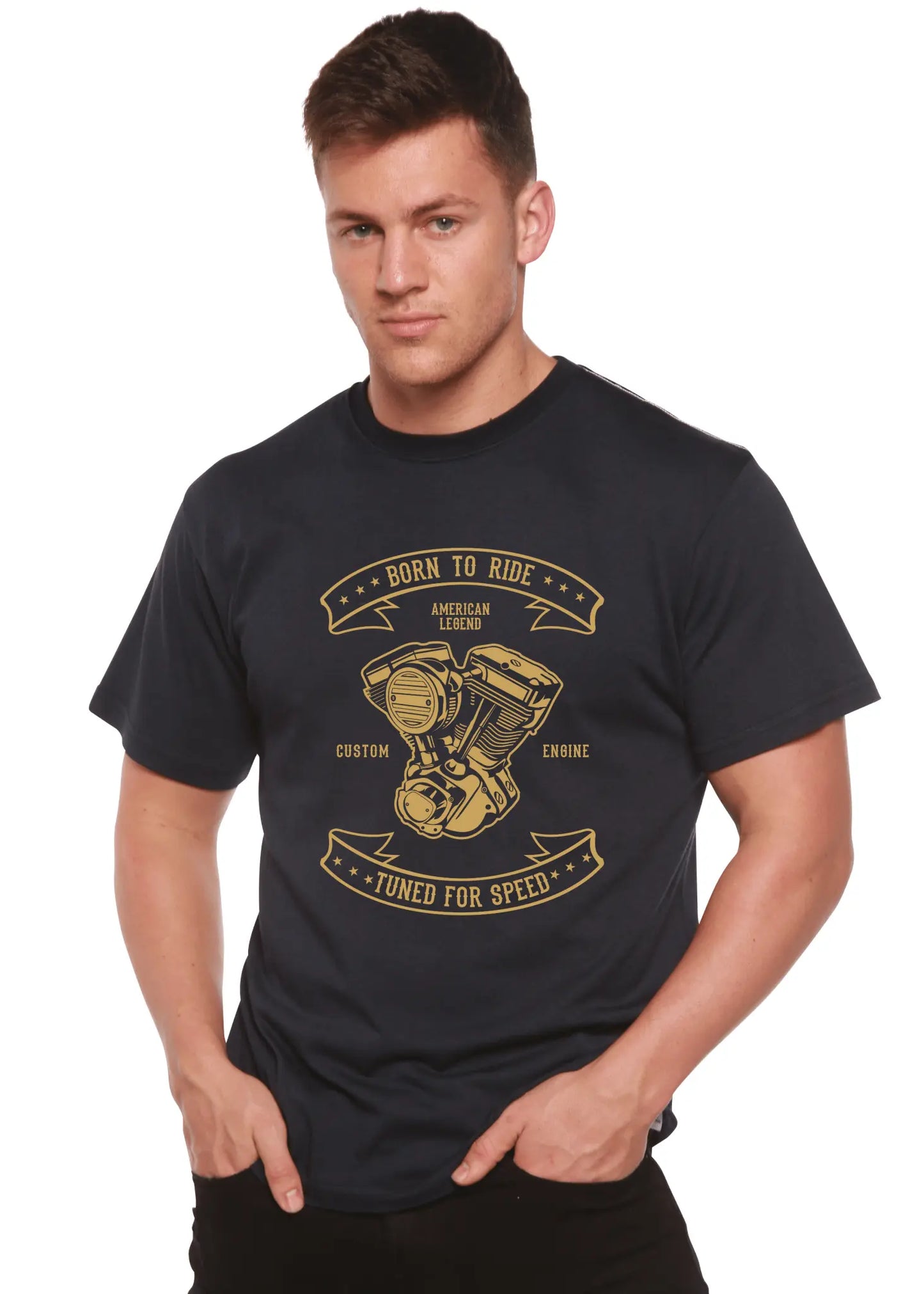 Born To Ride Men's Bamboo Viscose/Organic Cotton Short Sleeve Graphic T-Shirt - Blade & Thread