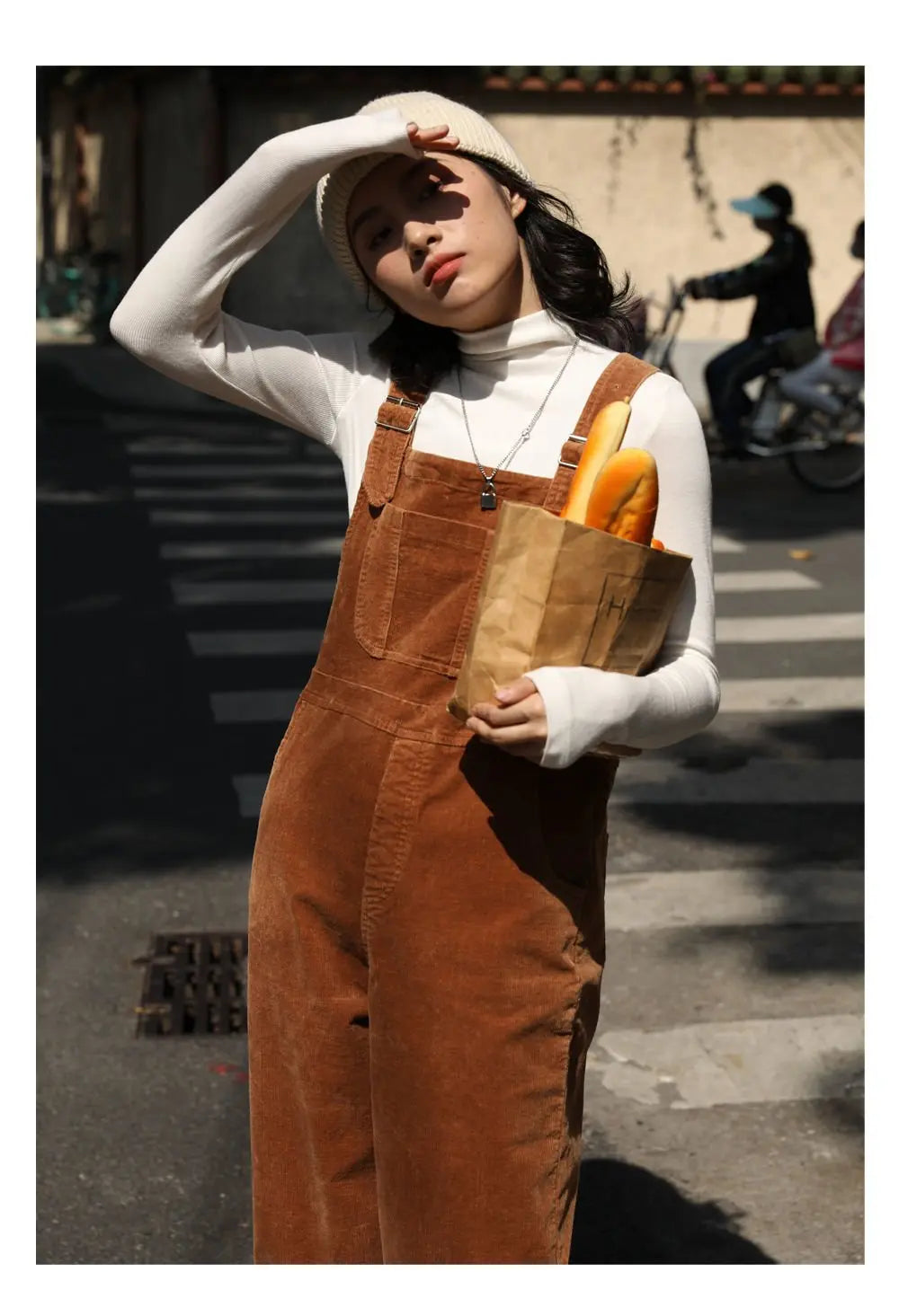 Brown Corduroy Jumpsuits Women Autumn Straight Baggy Loose Casual Wide Leg Trousers Female - Blade & Thread