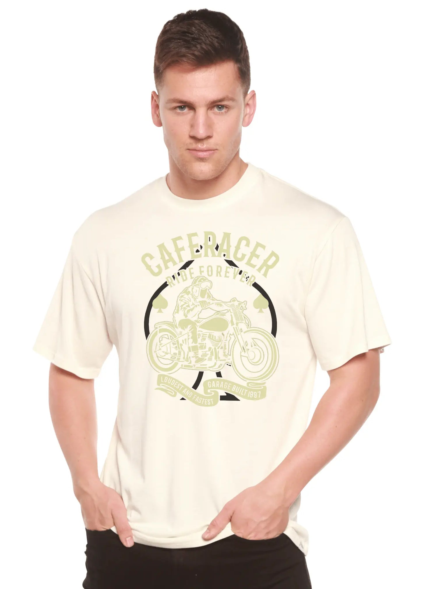 Caferacer Ride Forever Men's Bamboo Viscose/Organic Cotton Short Sleeve Graphic T-Shirt - Blade & Thread
