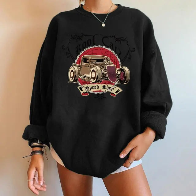 Car Print Sweartshirts Long Sleeve Swearshirts Streetwear Vintage Tops nowadaysfashion
