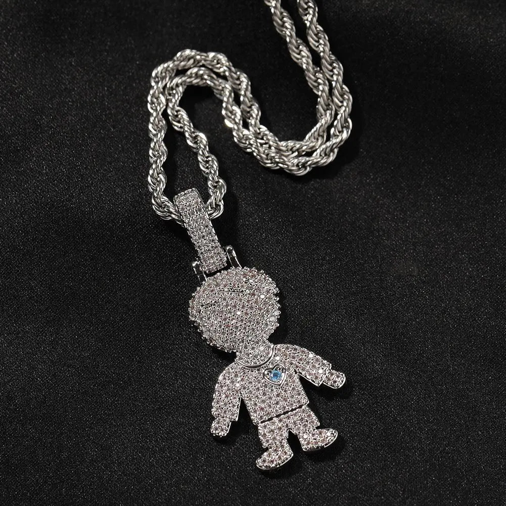 Cartoon Diamond Couple Pendant Necklace - Blade & Thread