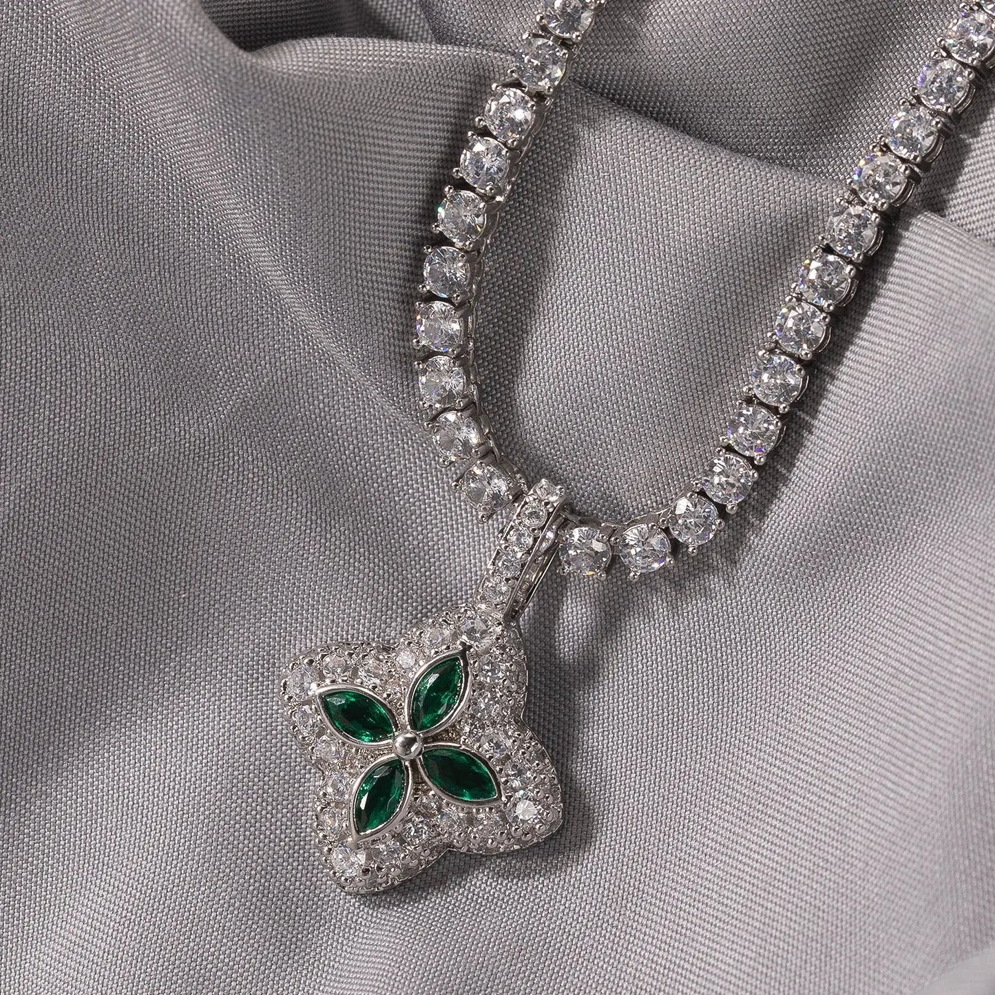 Cubic Zirconia Colorful Four-Leaf Clover Pendant - Blade & Thread
