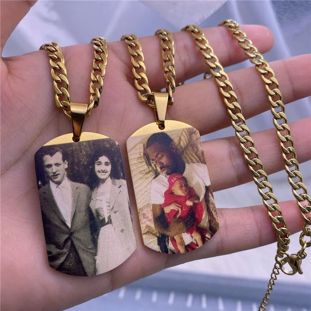 Custom Color Picture Necklace for Stainless Steel Pendant Necklace Memorial Jewelry Gift - Blade & Thread