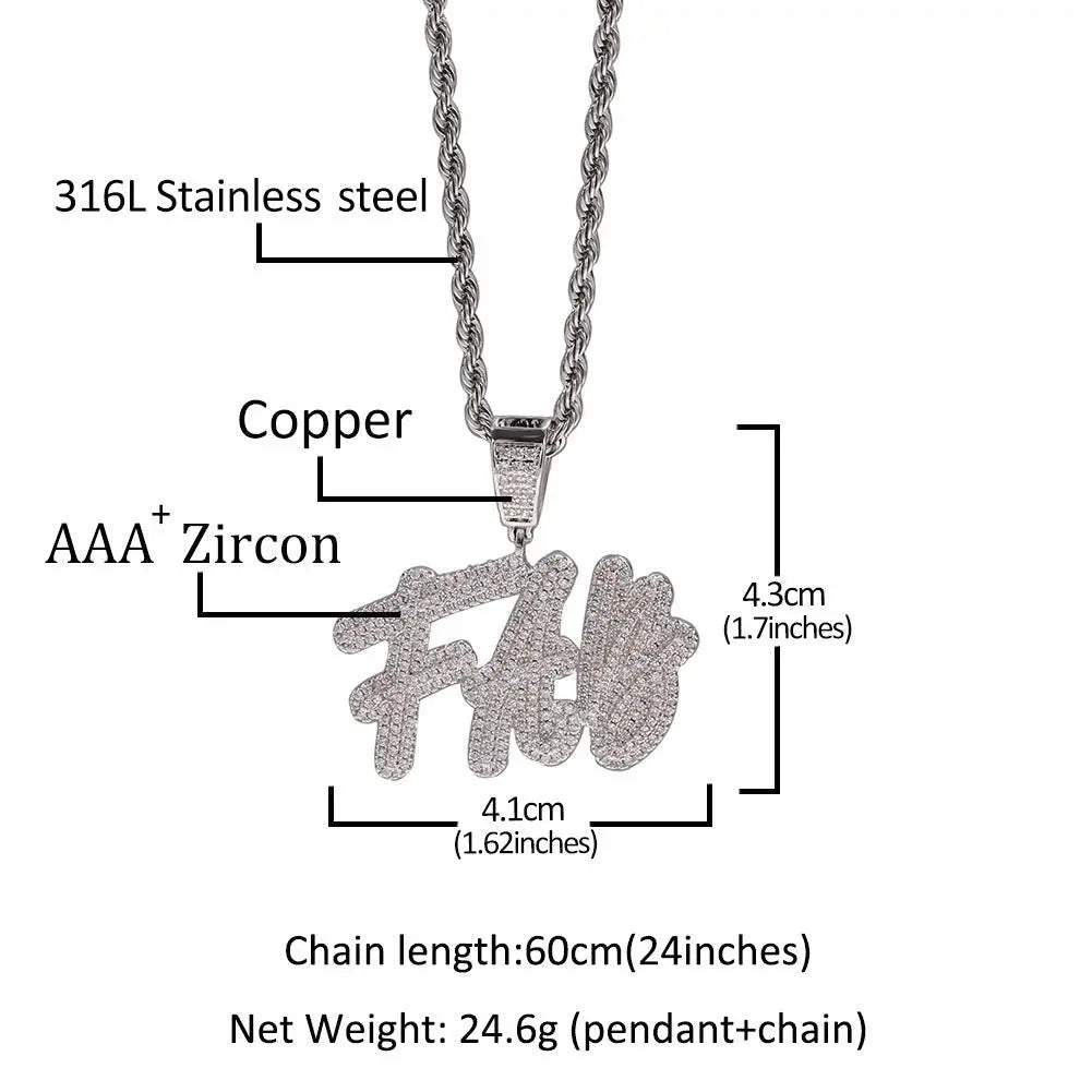 custom diamond name pendant double hip hop necklace - Blade & Thread