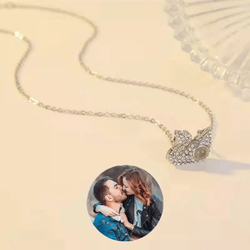 Custom Photo Projection Swan Pendant Necklace - Blade & Thread