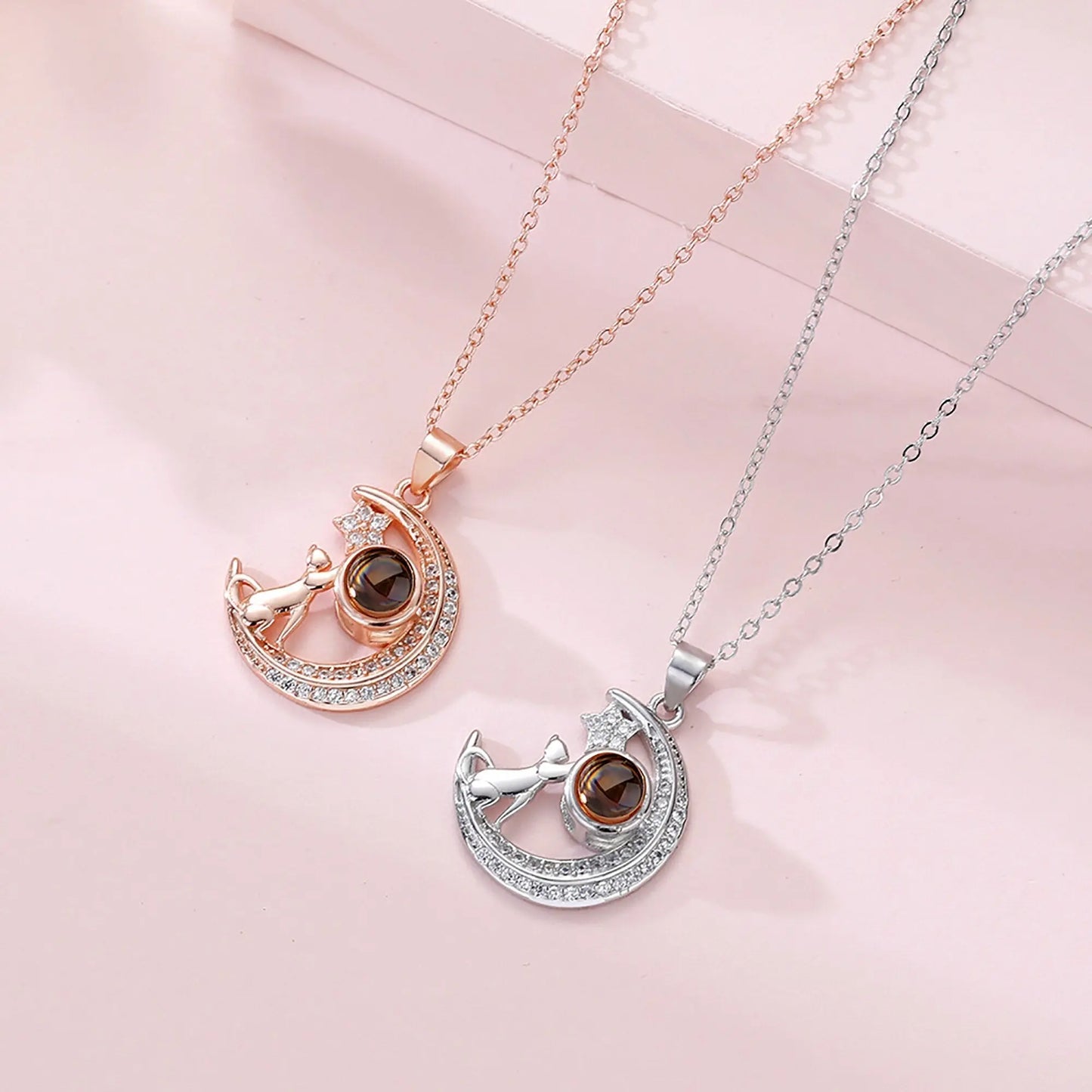 Customizable photo Cute moon necklace Projection Necklace - Blade & Thread
