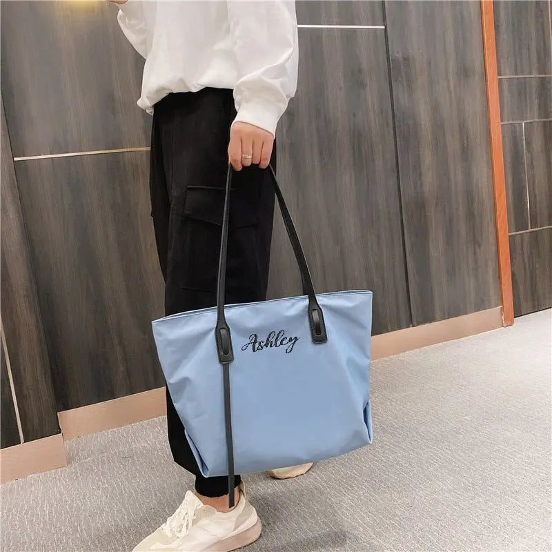 Customizable Tote Oxford Bag Embroidered Name One-Shoulder Handbag - Blade & Thread