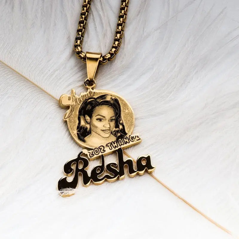 Customized photo name necklace logo letter necklace - Blade & Thread