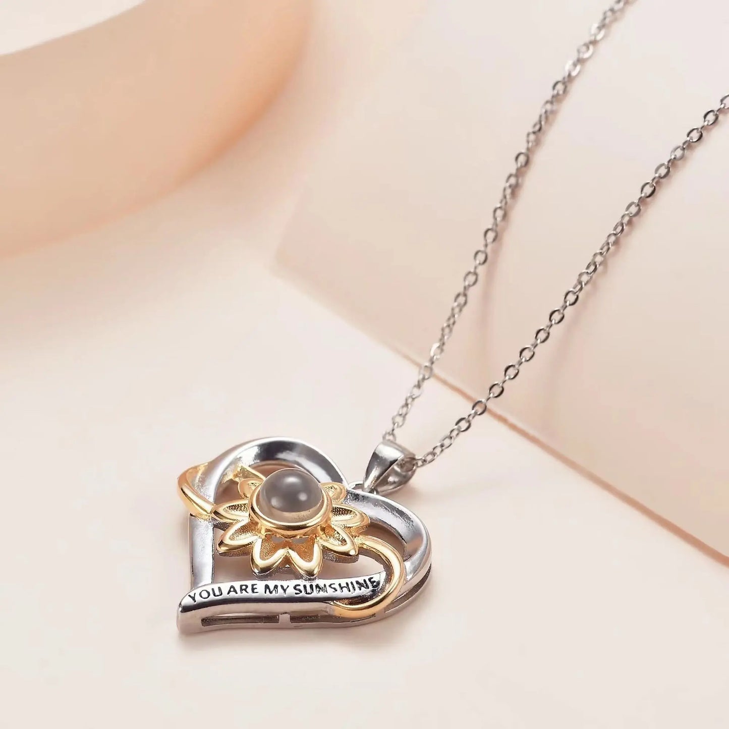 Customized photo of sunflower love Projection Necklace 100 Languages Pendant Jewelry - Blade & Thread