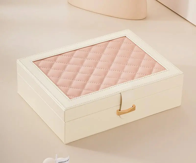 Diamond lattice leather color matching jewelry box - Blade & Thread