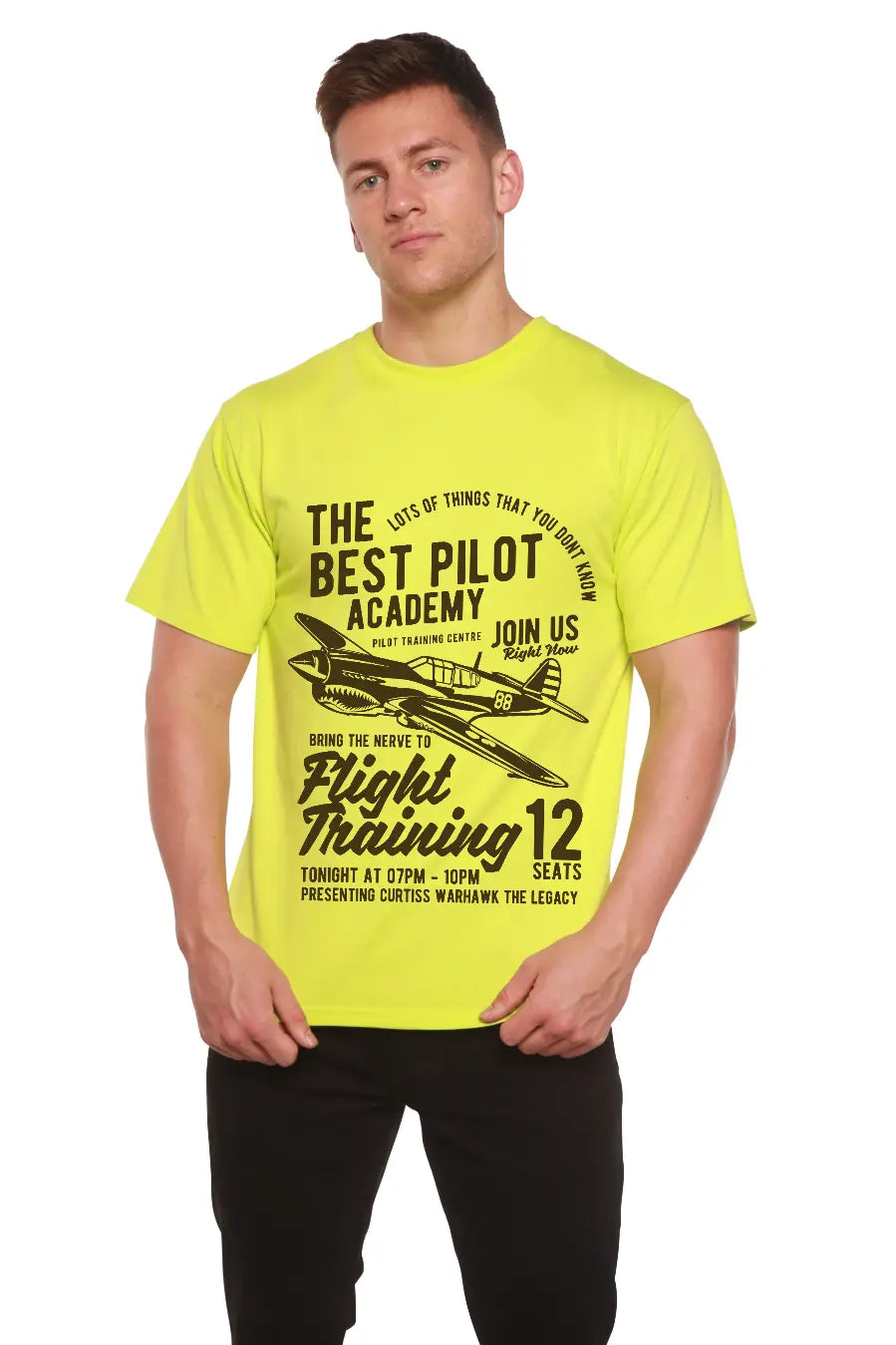 Flight Training Men's Bamboo Viscose/Organic Cotton Short Sleeve Graphic T-Shirt Spun Bamboo