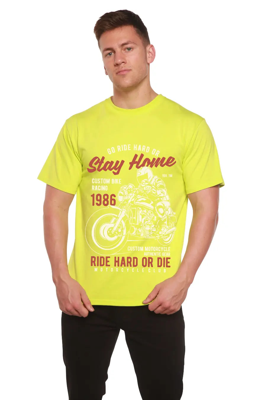 Go Ride Hard Men's Bamboo Viscose/Organic Cotton Short Sleeve Graphic T-Shirt Spun Bamboo