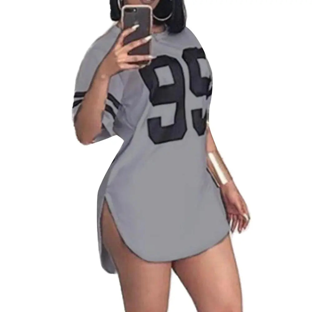 graphic tee Women 95 Letter Print Tops Summer Split Short Sleeve Korean Style Tshirts nowadaysfashion