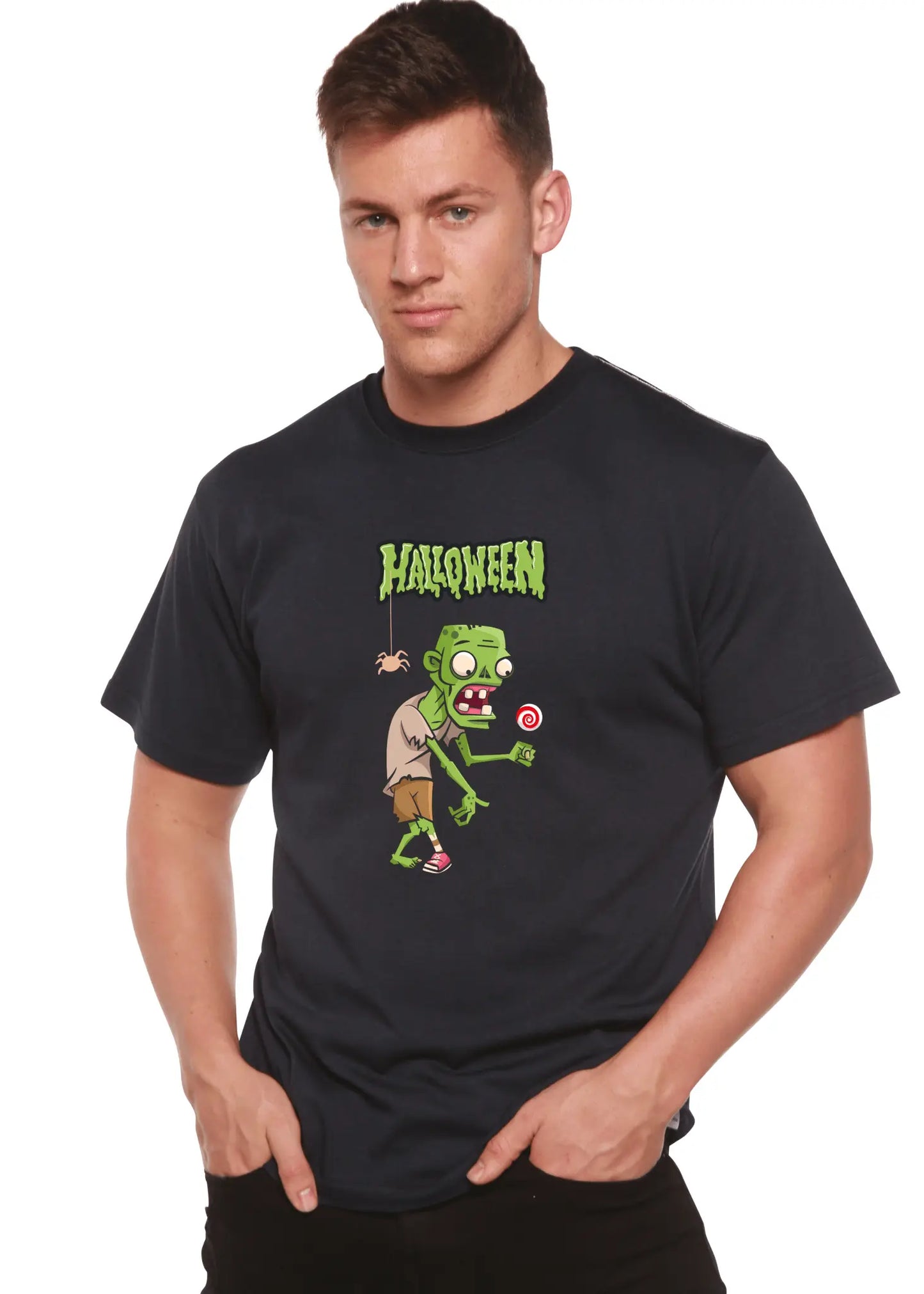 Halloween Green Monster Unisex Bamboo Viscose/Organic Cotton Short Sleeve Graphic T-Shirt - Blade & Thread