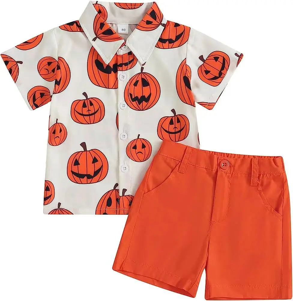 Halloween shirt shorts pumpkin suit - Blade & Thread