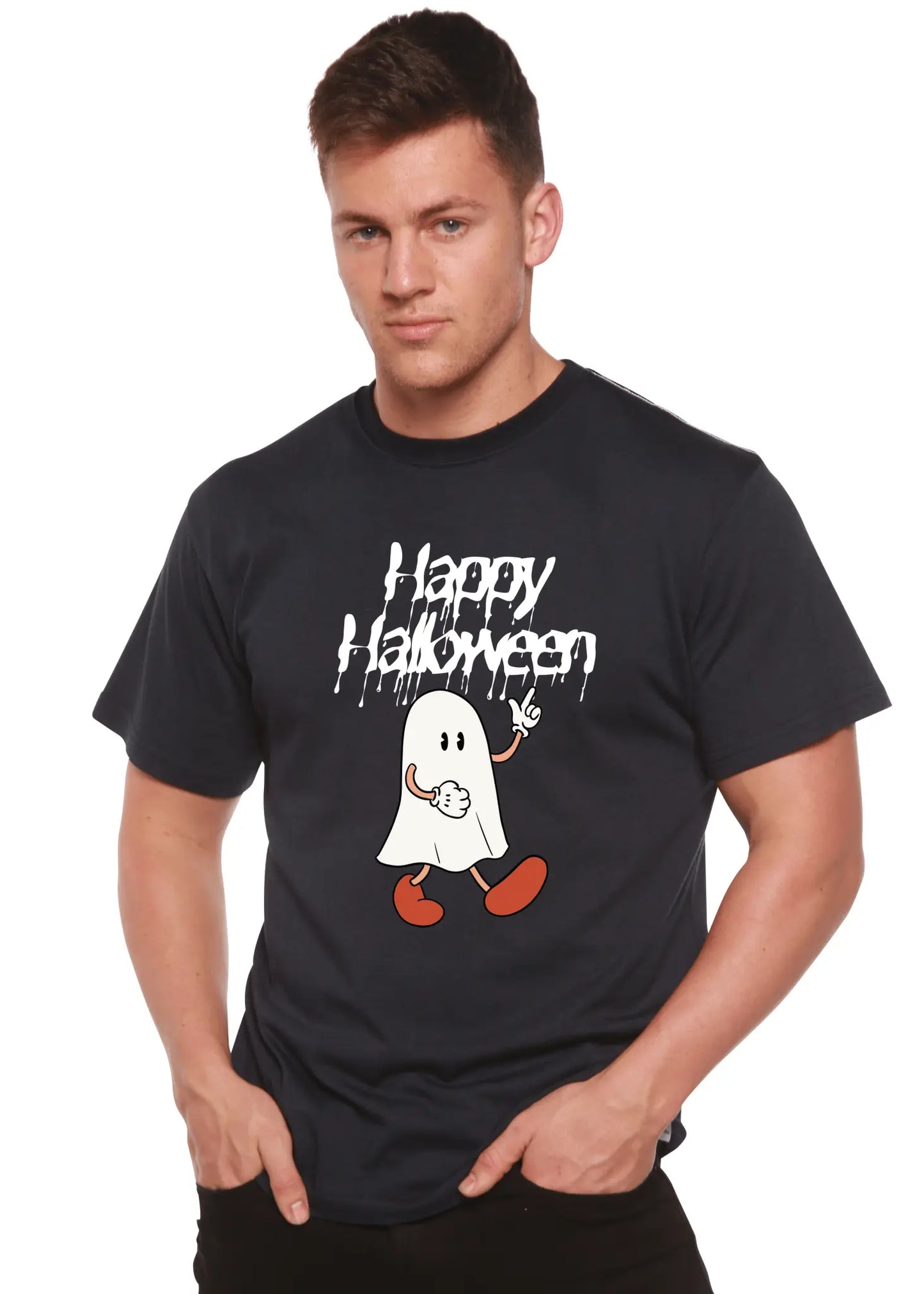 Happy Halloween Men's Bamboo Viscose/Organic Cotton Short Sleeve Graphic T-Shirt - Blade & Thread