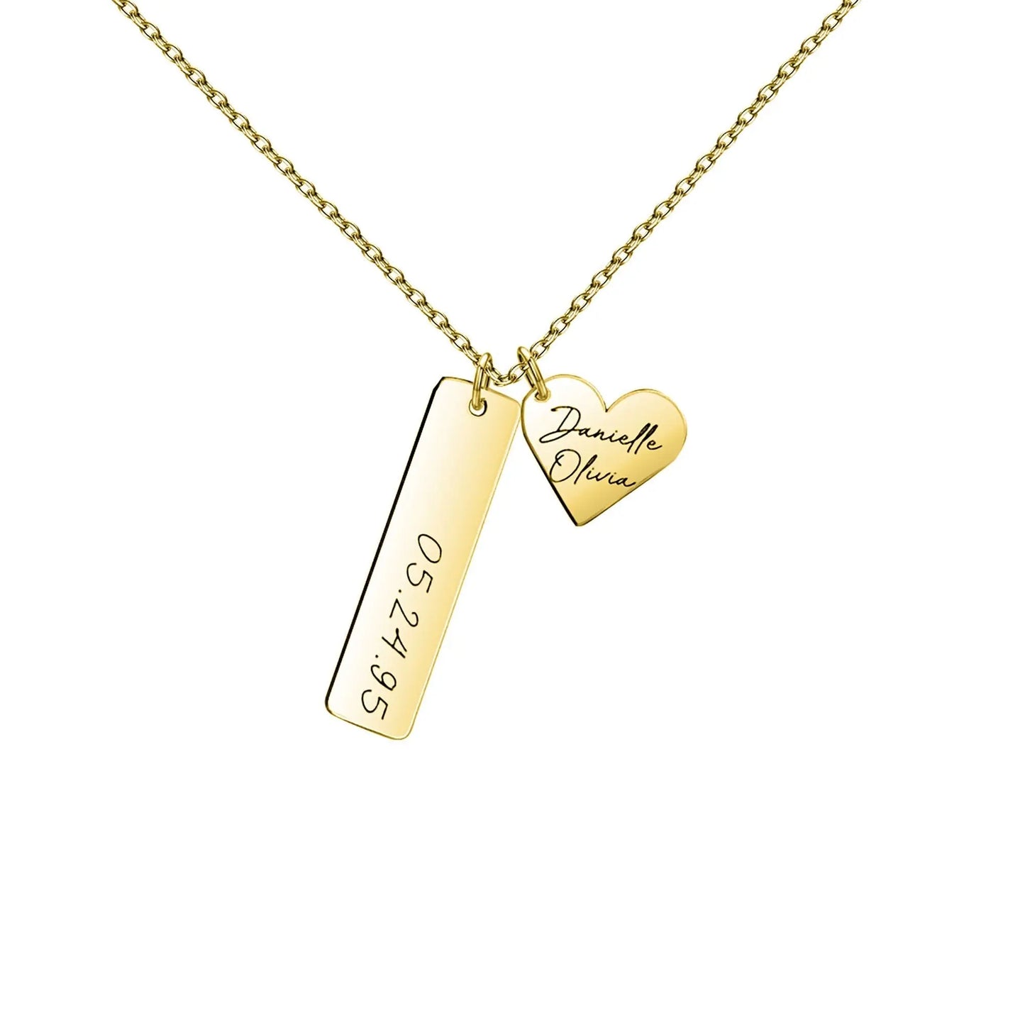 Heart-shaped Necklace Personalized Engraved Name Text Pendant - Blade & Thread