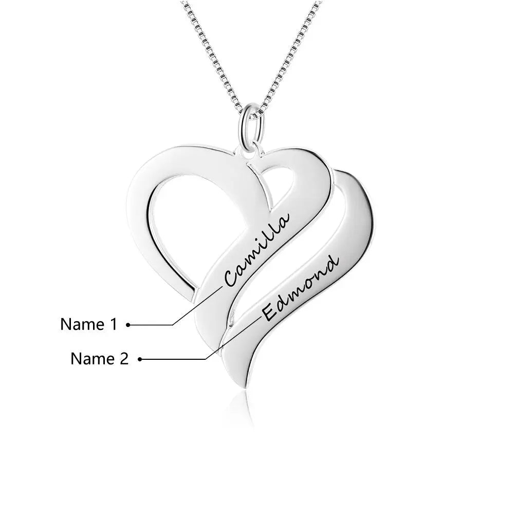 Heart Shaped Personalized Engraving 2 Names Name Necklace - Blade & Thread