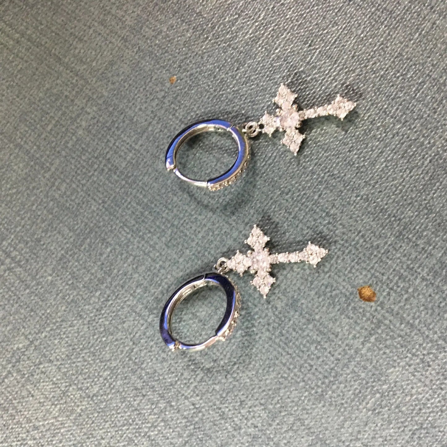 Hip-hop cubic zirconia cross earrings - Blade & Thread