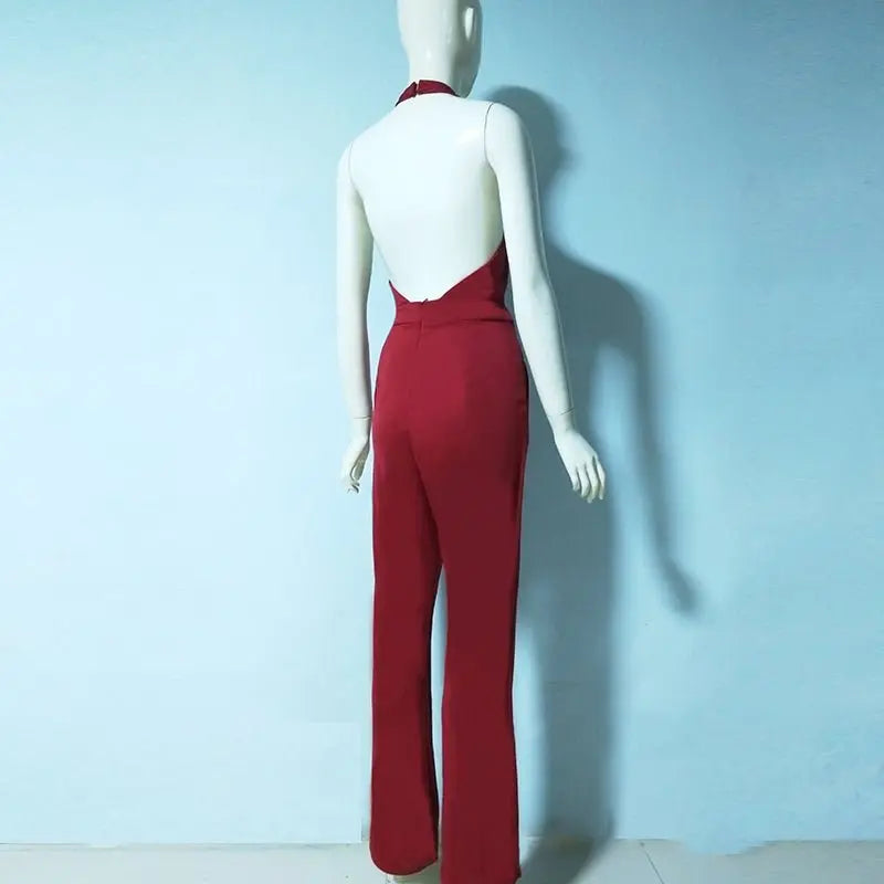 Jumpsuits for Women 2022 Sexy Polyester Backless Wide Leg Pants Sleeveless Summer Rompers - Blade & Thread