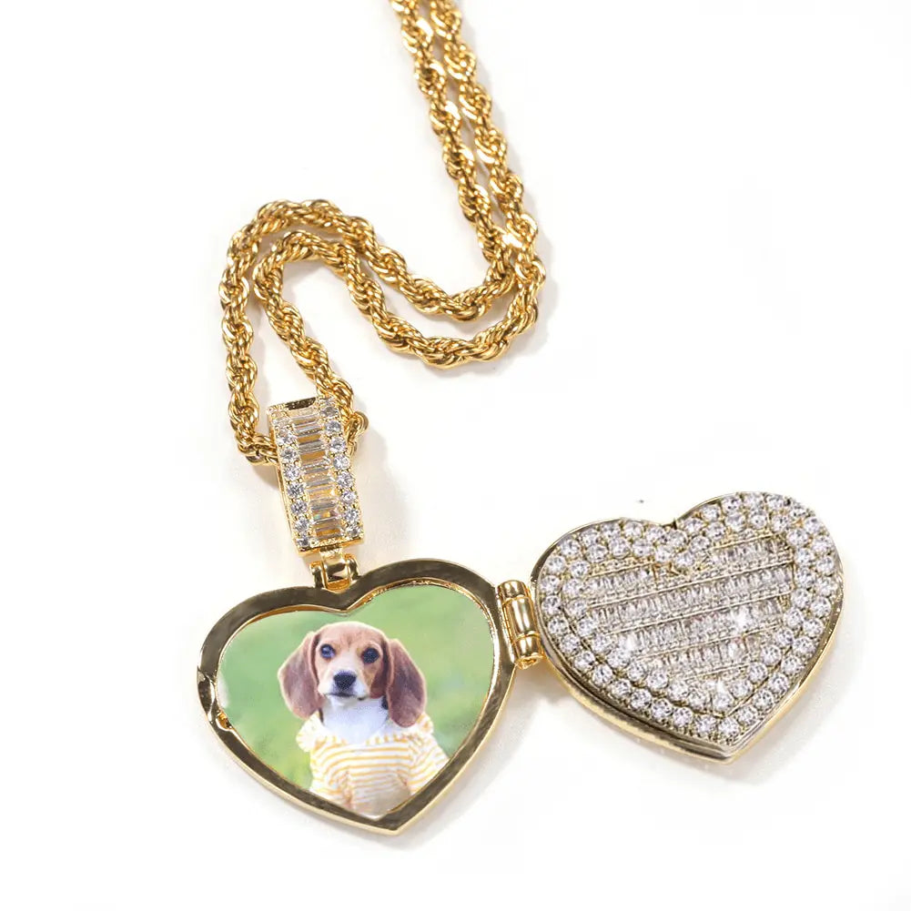 Large Size Heart Shape Custom Photo Locket Frame Pendant love necklaces for her - Blade & Thread