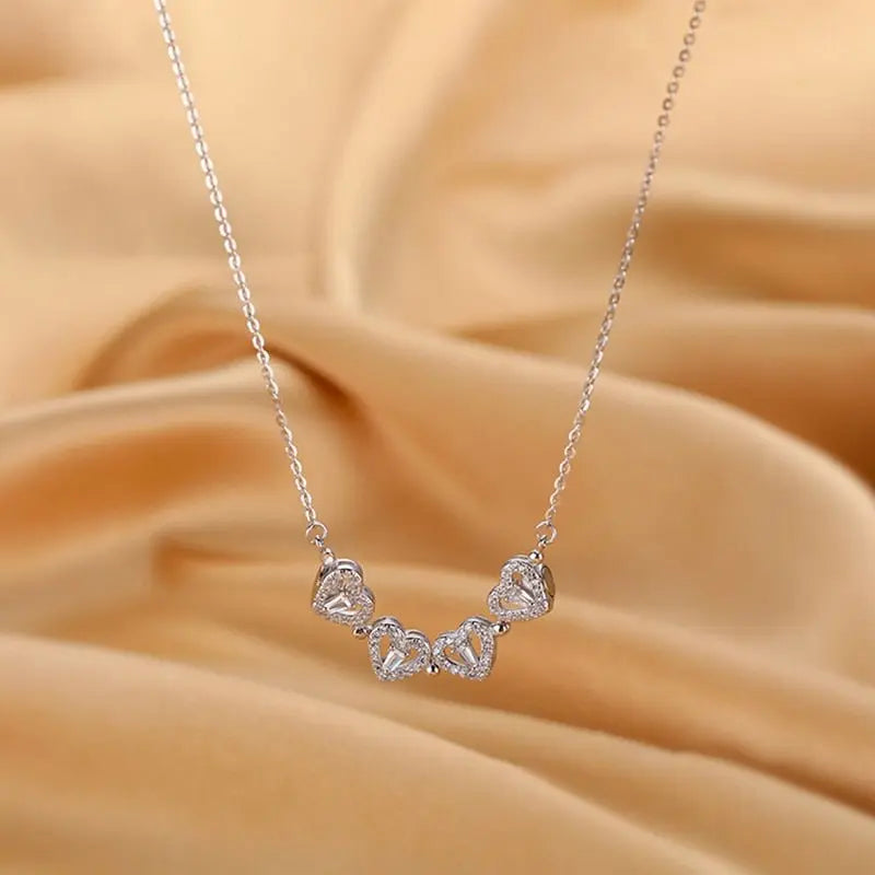 Magnetic Folding Heart Shaped Four Leaf Clover Pendant Necklace - Blade & Thread