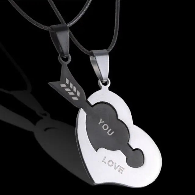 matching necklaces for couples necklaces Splice 2 PCS/Set Cat Moon Heart Pendant nowadaysfashion