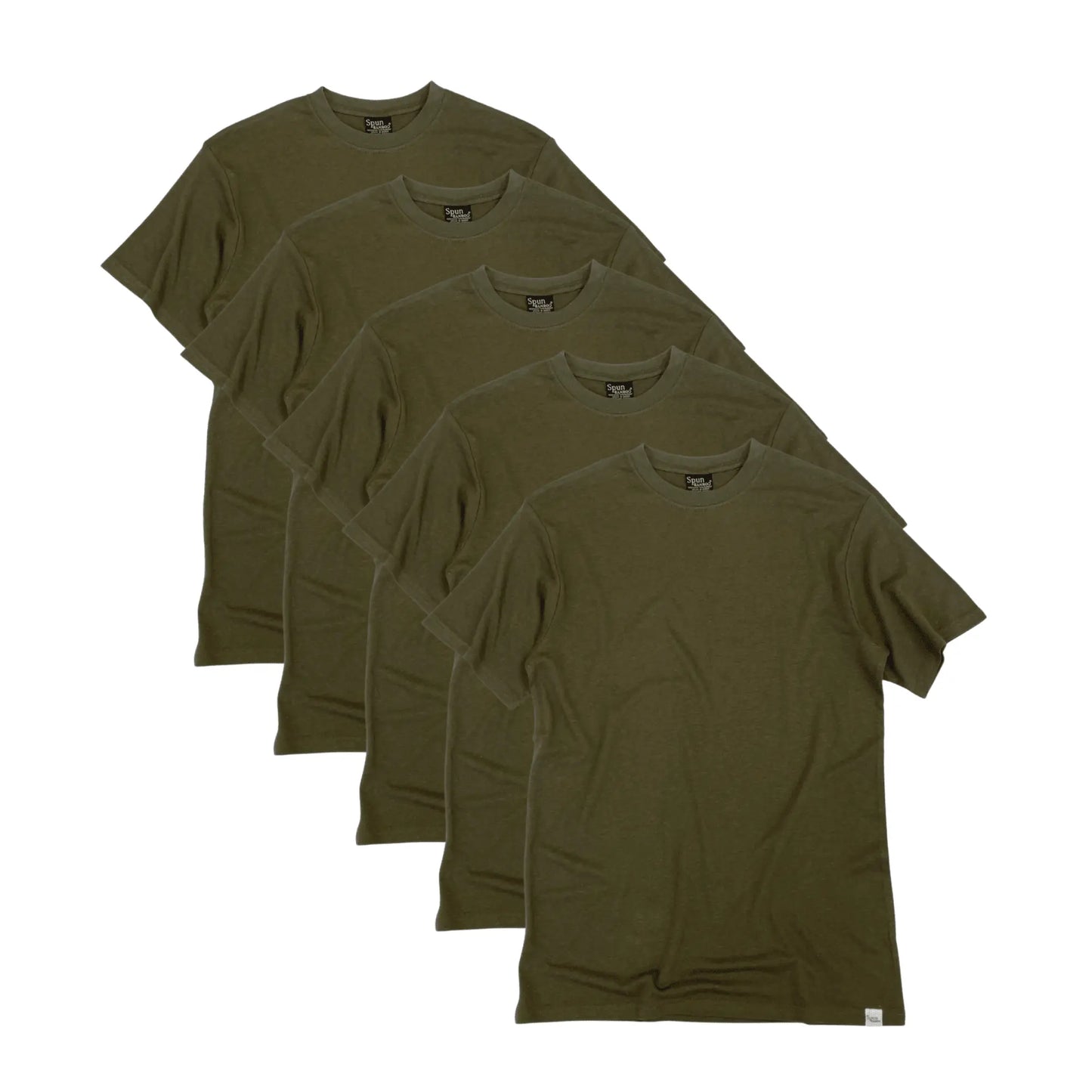 Men's Bamboo Viscose/Organic Cotton Short Sleeve T-Shirt Military Olive Color - 5-Pack - Blade & Thread