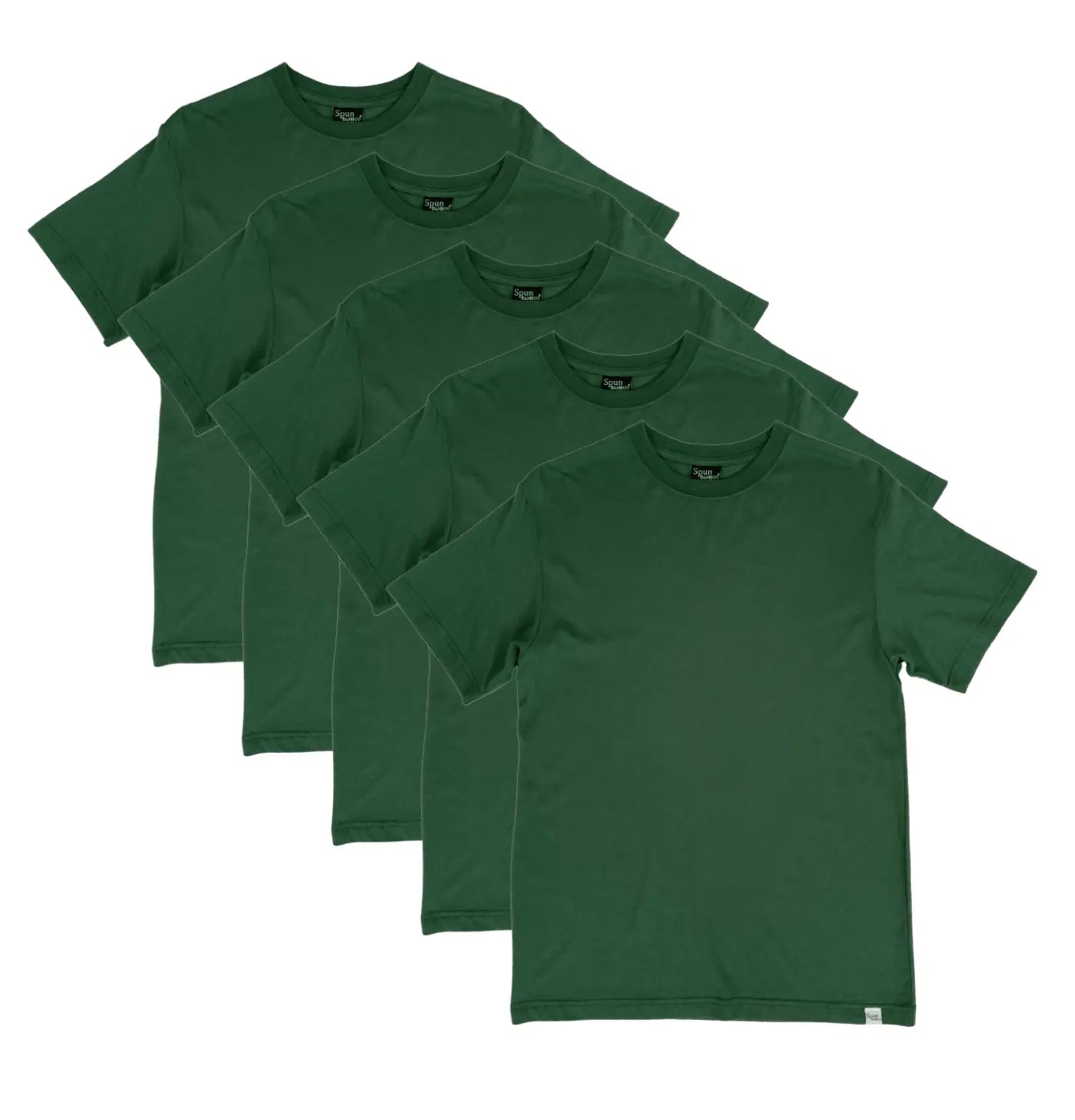 Men's Bamboo Viscose/Organic Cotton Short Sleeve T-Shirt Pine Green Color - 5-Pack - Blade & Thread