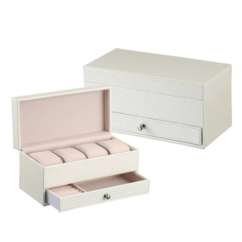 Men's drawer-style 4-seat leather watch display box - Blade & Thread