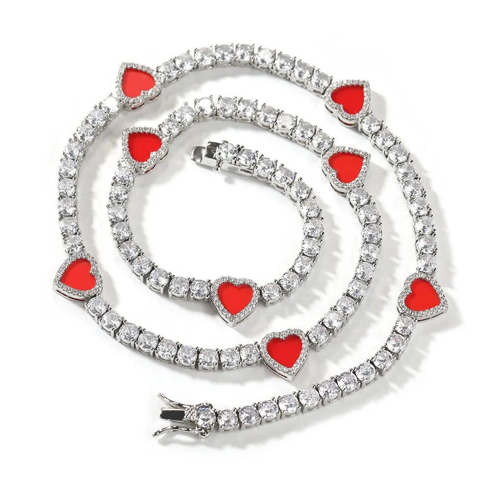 mens gold chain Colorful love tennis necklace - Blade & Thread