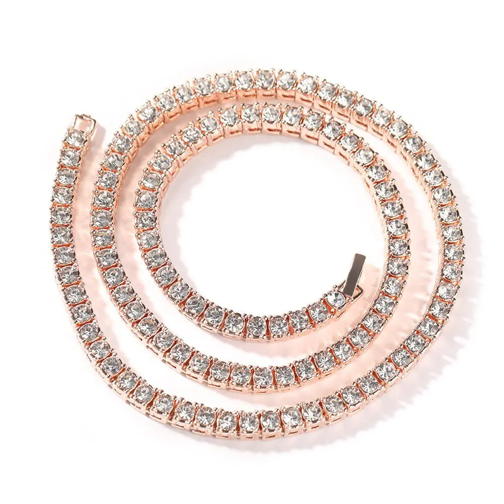 mens gold Rhinestone Row Tennis Chain necklace - Blade & Thread