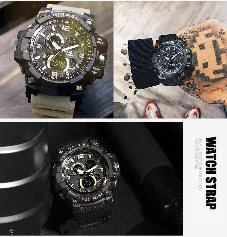 Military Watch 50m Waterproof Wristwatch LED Quartz Clock Male Digital Sports Watches Men's - Blade & Thread