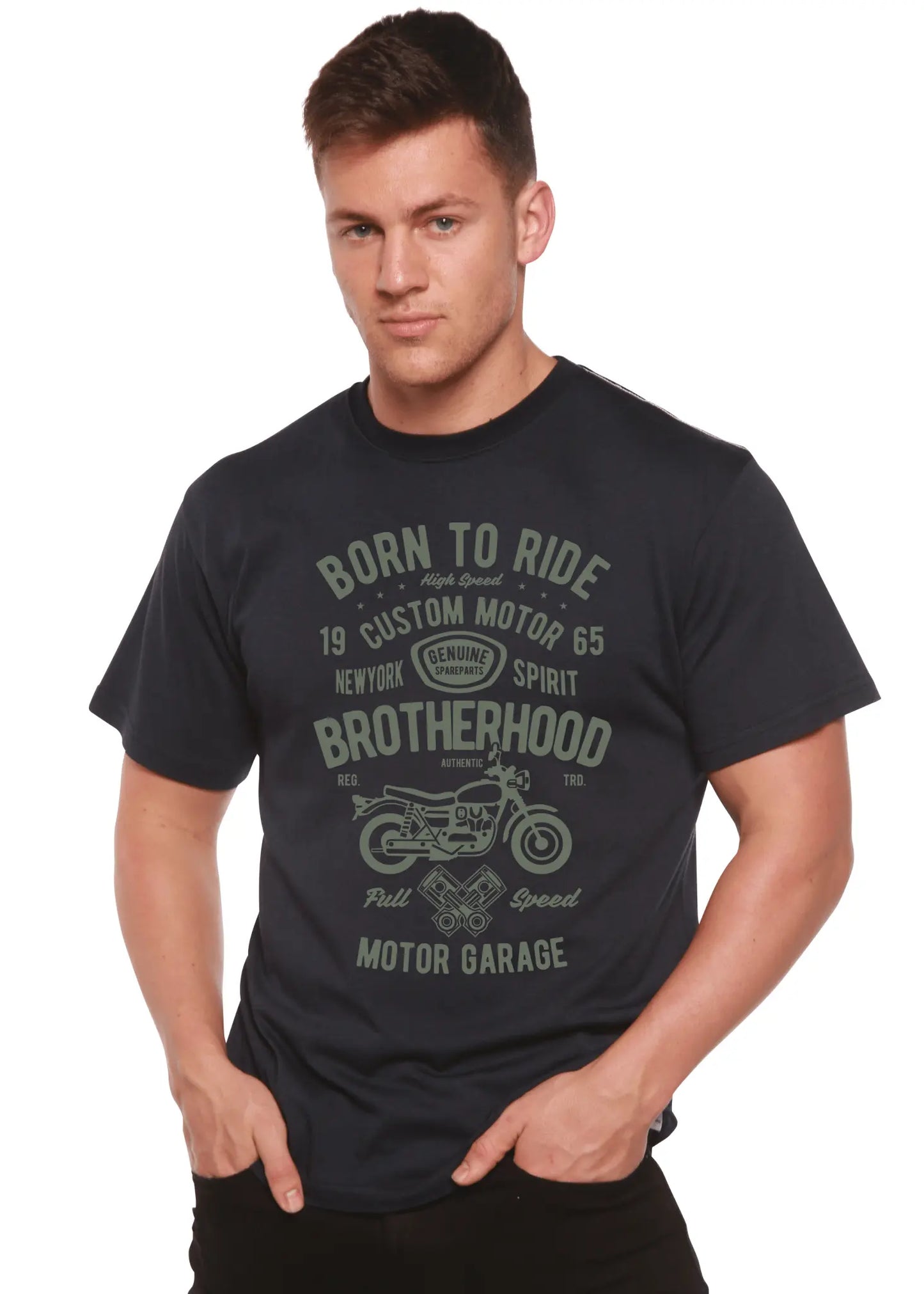 Motorcycle Brotherhood Men's Bamboo Viscose/Organic Cotton Short Sleeve Graphic T-Shirt - Blade & Thread