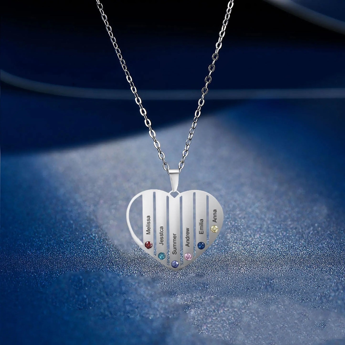 Necklace that can customize birthstone and name For Women ManCouple Gift - Blade & Thread