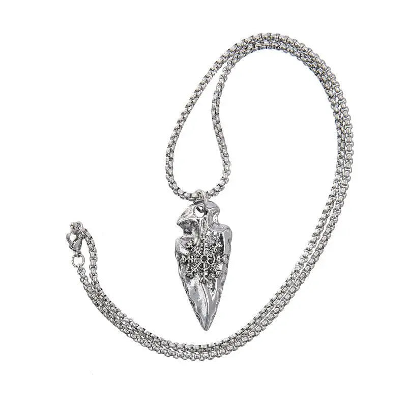 Nordic Viking triangular shield compass necklace - Blade & Thread