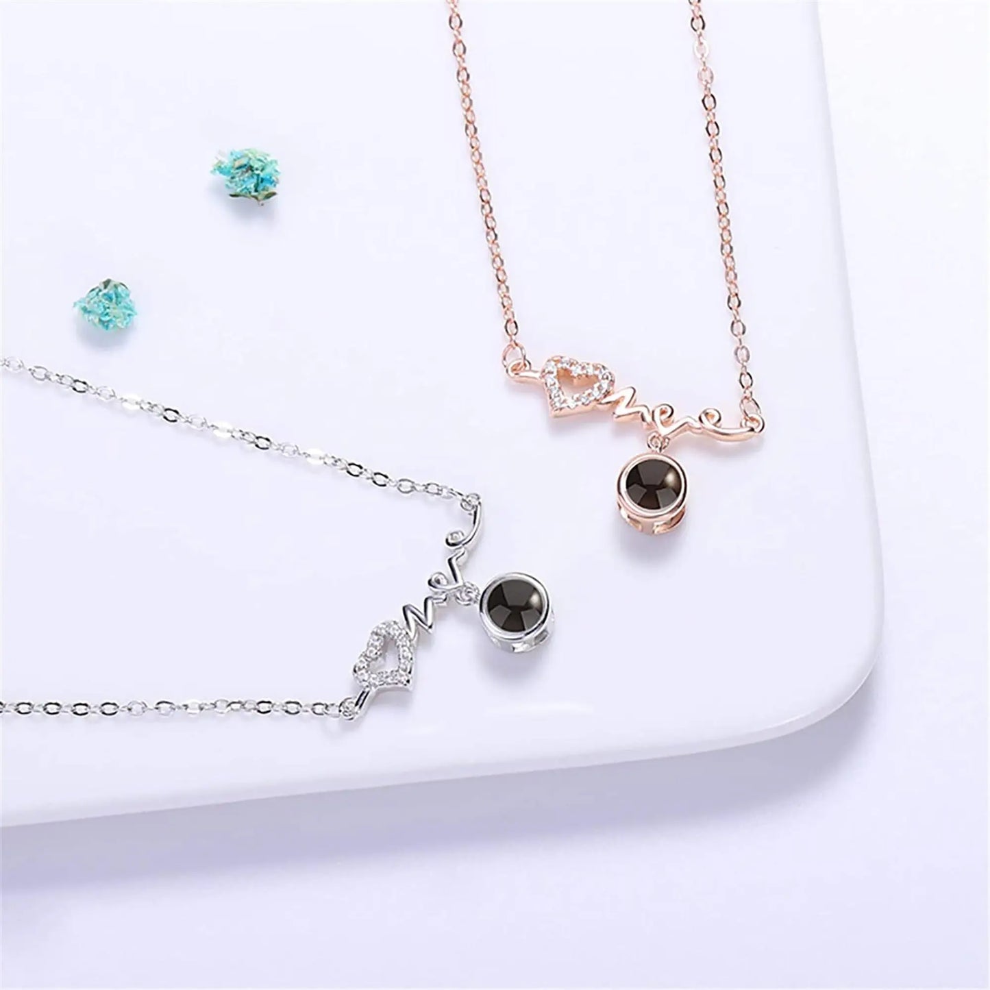 Personalized Custom Photo Heartbeat Shape Necklace Crystal Projection Pendant - Blade & Thread