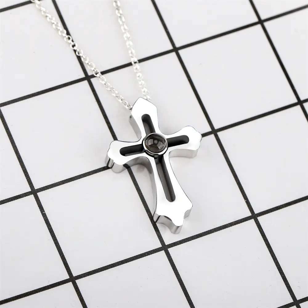 Personalized Custom Photo Name Cross Style Projection Necklace Pendant Necklaces nowadaysfashion